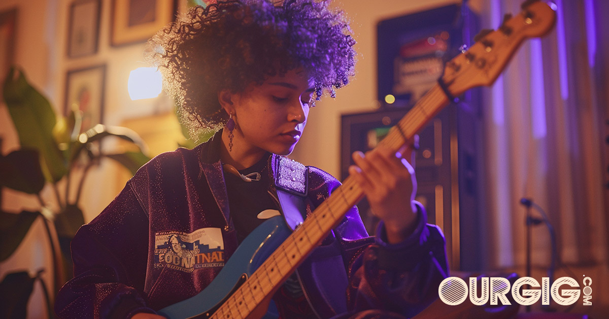 very hip female bass player