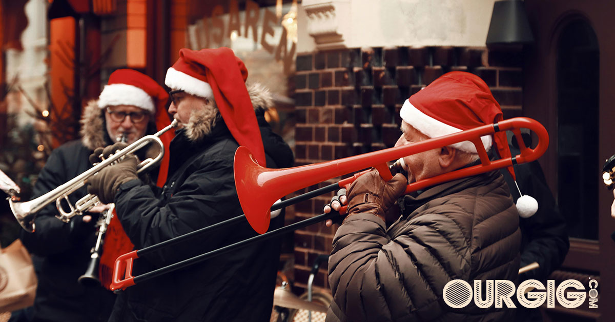 brass band performing for Christmas