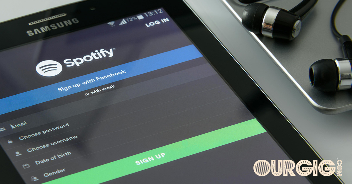 spotify app displayed on the tablet
