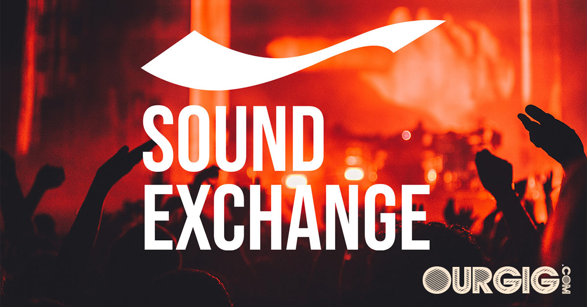 fans at a live concert with sound exchange logo