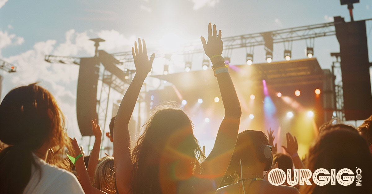 young people attending an out door music vestival
