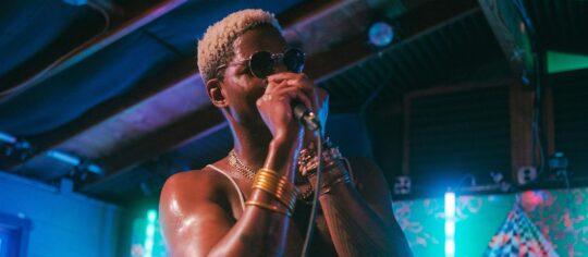 Male vocalist performing on stage