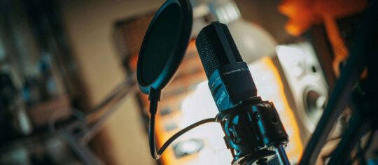 Microphone in recording studio