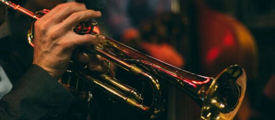 Trumpet player in concert