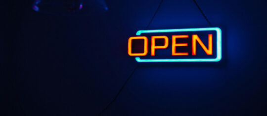 a neon open sign