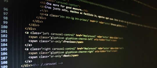 website code displayed on a computer screen