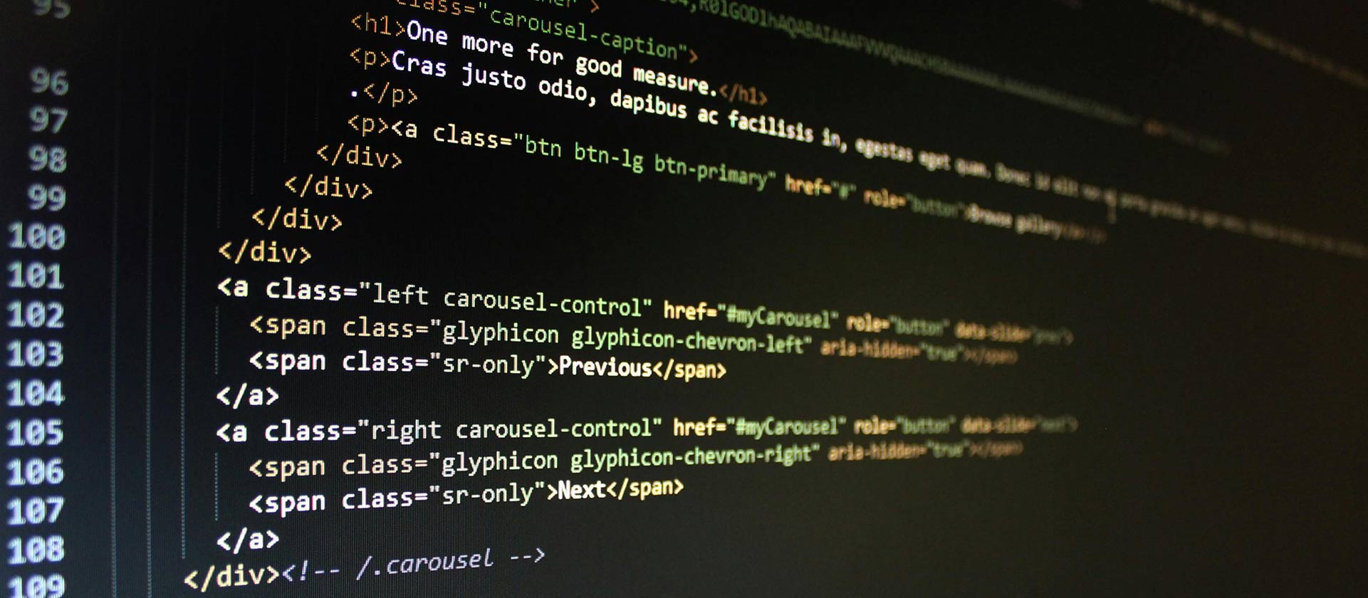 website code displayed on a computer screen