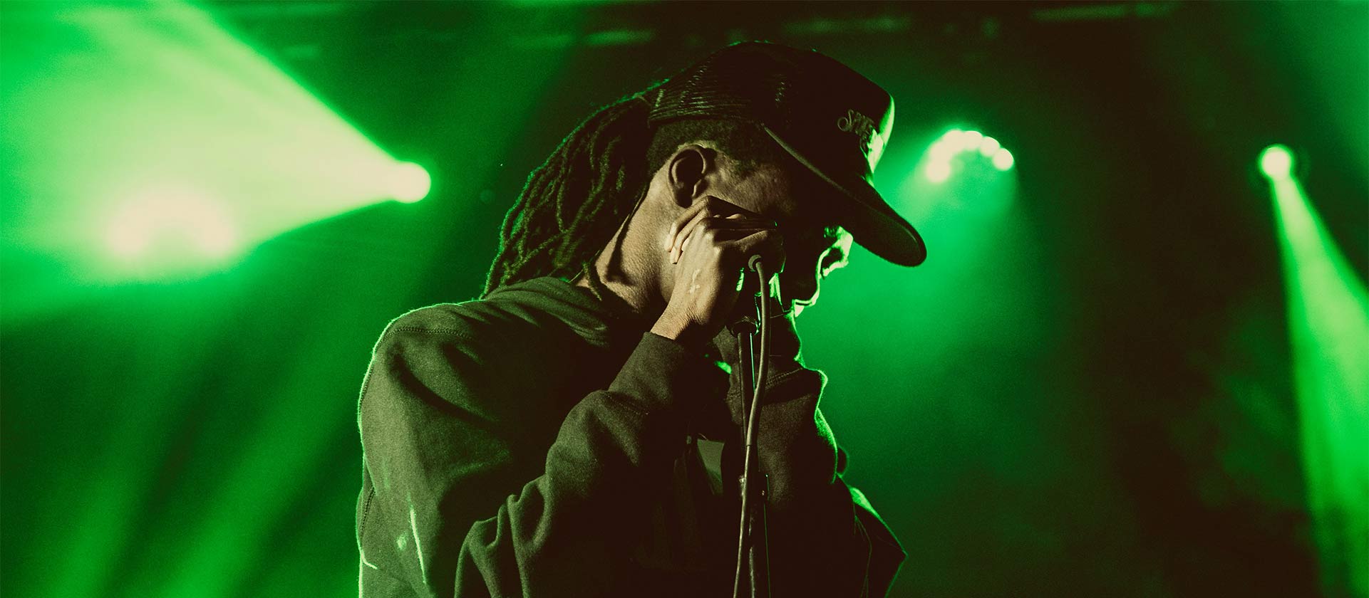 male vocalist in concert