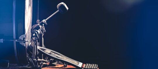 A bass drum kick and foot pedal