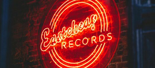 neon sign for record store