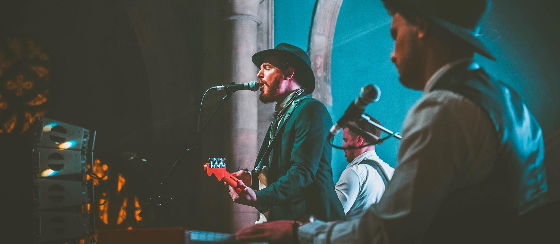 band playing in concert