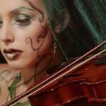 female artists playing violin