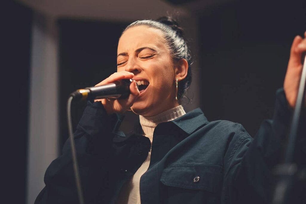 female artist on stage