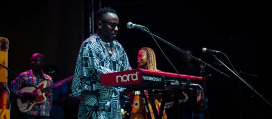 band performing in concert