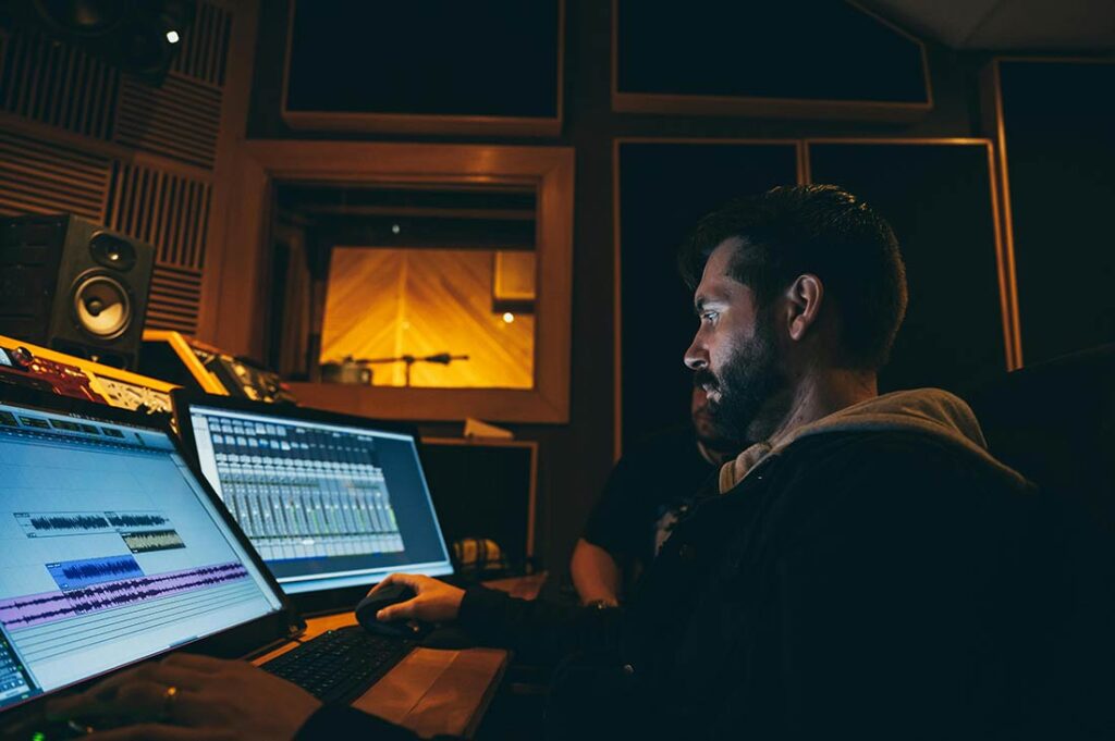 recording engineer in studio
