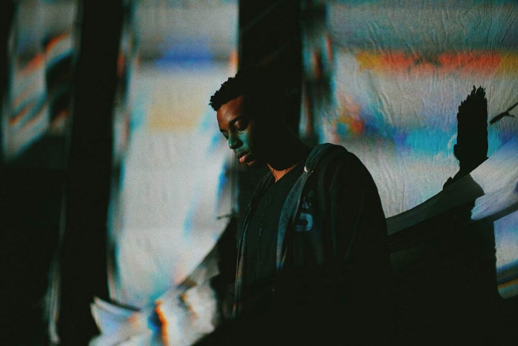 artistic image of an artist on stage