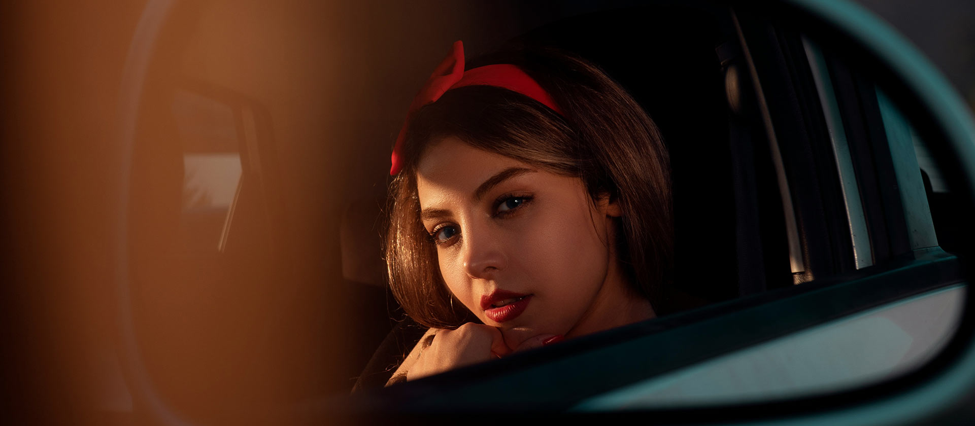 female artist in car