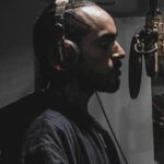 male artist in recording studio